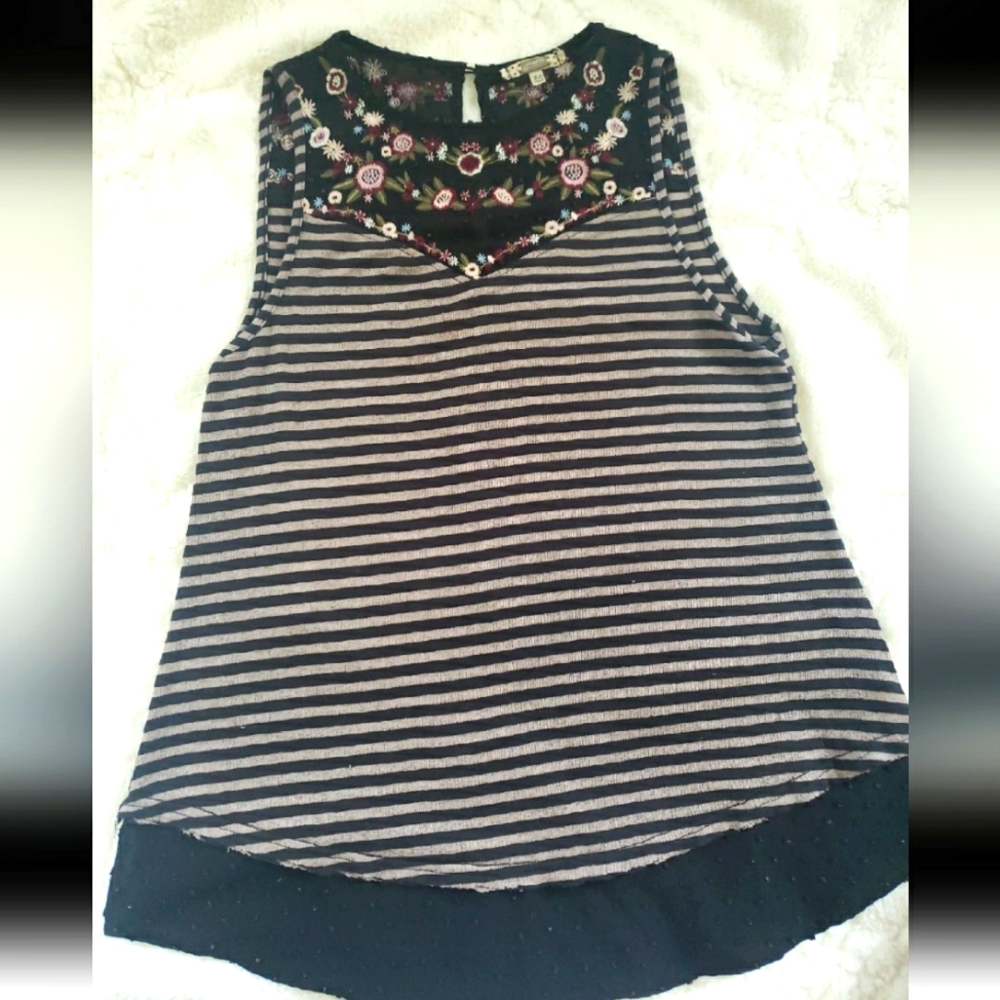 Gimmicks BKE Tank Top Floral Striped Top XS